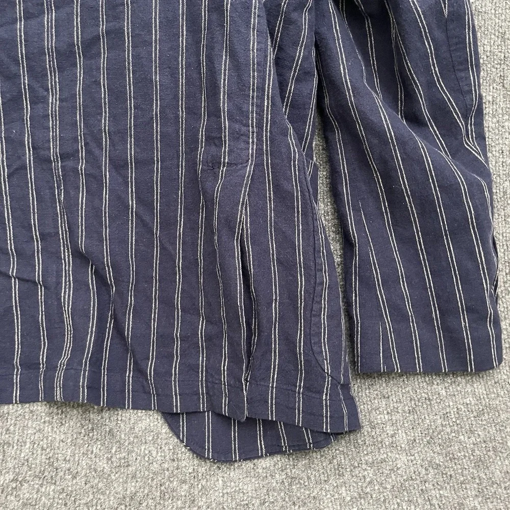 Cremieux Linen Blend Striped Sport Coat Men's Sz M Unstructured Navy Blue